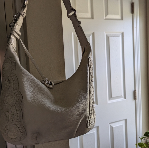 💐 Brighton masterpiece collection cream colored leather shoulder bag - Picture 3 of 12